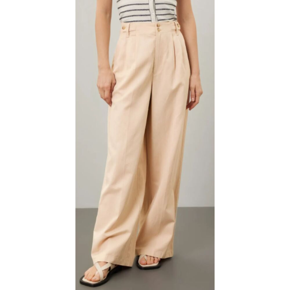 Madewell The Harlow Wide-Leg Pleated Pant Cream Twill 14
